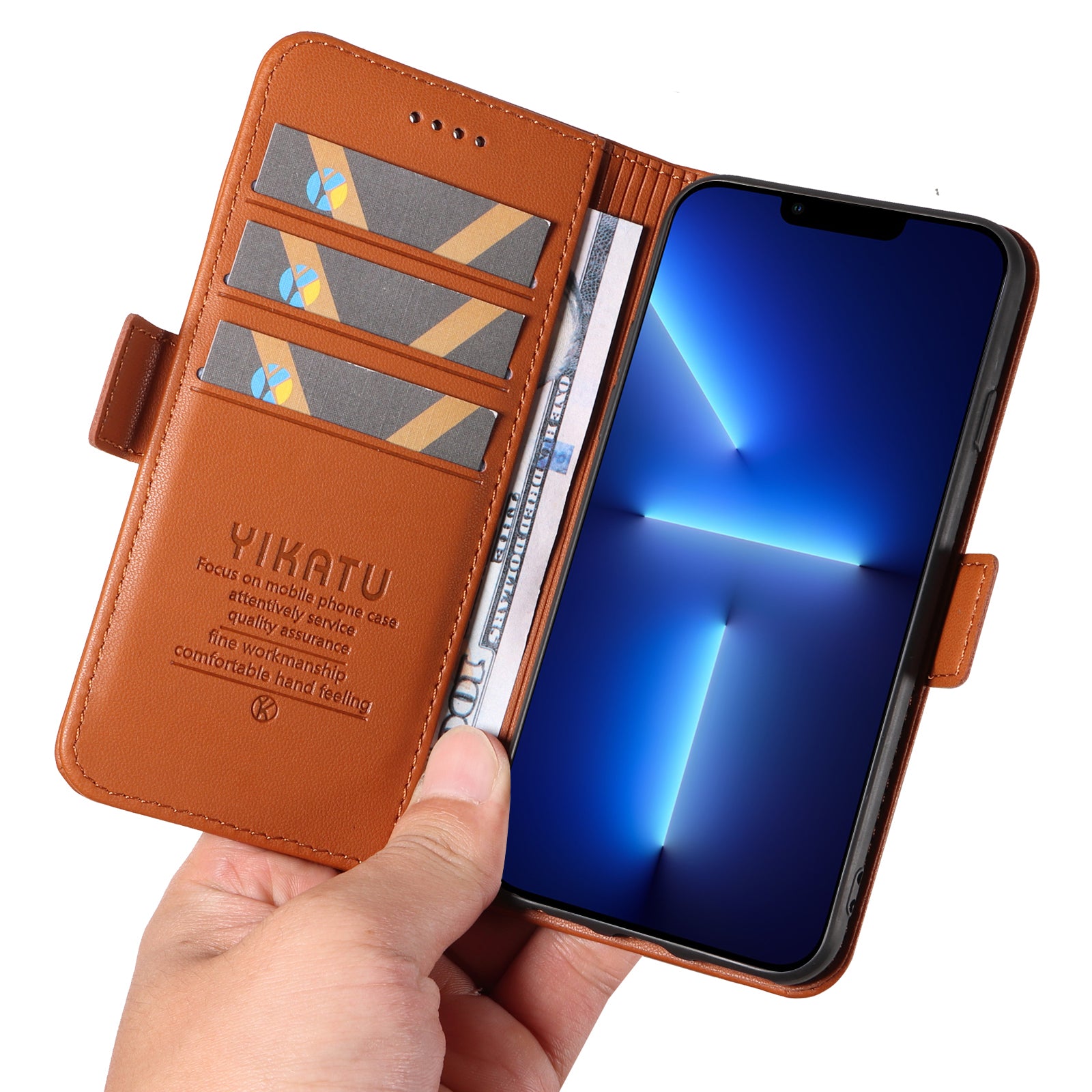 YIKATU YK-003 til iPhone 13 Pro 6,1 tommer PU læder flipcover Anti-ridse stativ Telefonpung etui YIKATU YK-003 til iPhone 13 Pro 6,1 tommer PU læder flipcover Anti-ridse stativ Telefonpung etui